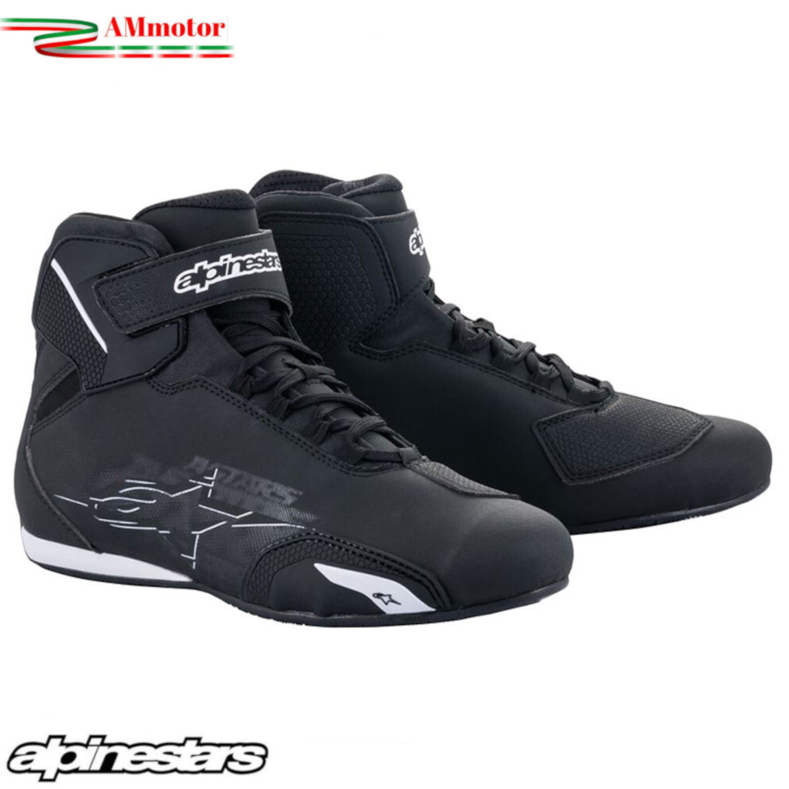 Schwarz Paar Hohe Schuhe Für Straßenmotorrad Alpinestars Sektor Road - Bild 3