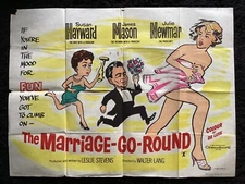 MARRIAGE GO ROUND, QUAD POSTER, 1961, SUSAN HAYWARD, JAMES MASON,JULIE NEWMAR