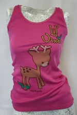 Womens Juniors David & Goliath Lil' Vixen Pink Reindeer Tank Top Tee T-Shirt 