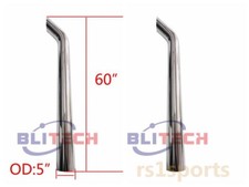 2pcs Chrome Bull Horn Stack Pipe Semi Truck 5 Od X60 Length Truck Exhaust Pipe 2pcs Chrome Bull Horn Stack Pipe Semi Truck 5 Od X60 Length Truck Exhaust Pipe
