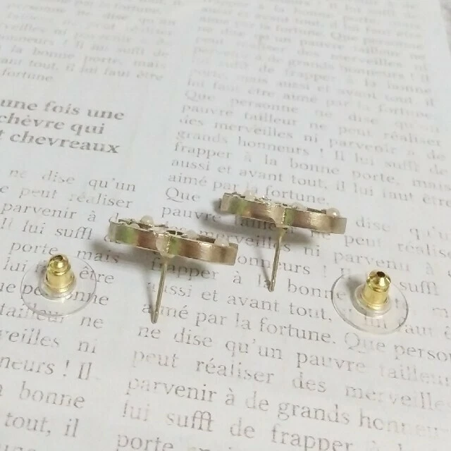 CHANEL Ohrringe Cc Logo Licht Gold Perle Strass 07A - Bild 4 von 4