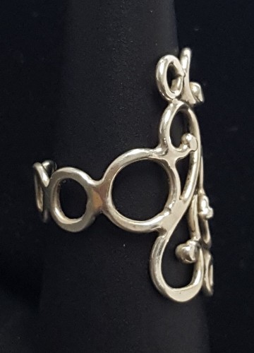 Scrolling Sterling Silver Ring Size 7 Open Wire Ball Filigree Romantic 3.7g Vtg - Picture 9 of 18