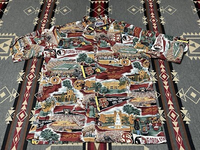 Reyn Spooner FSU Seminoles M Scenic Hawaiian Shirt Vtg Florida T12