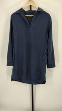 Quince Women Vintage Wash Tencel Roll Sleeve Tunic Mini Dress Blue M