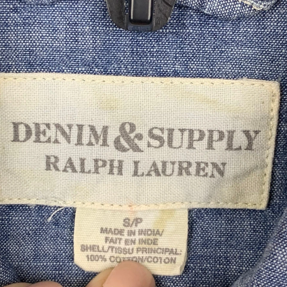 Camisa Denim & Supply Ralph Lauren Mujer Pequeña Perla Snap Chambray Americana Foto 4 de 4