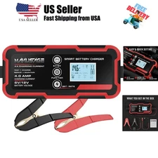 4-Amp Fully-Automatic Smart Charger, 6V and 12V Portable Automotive Car Batte...