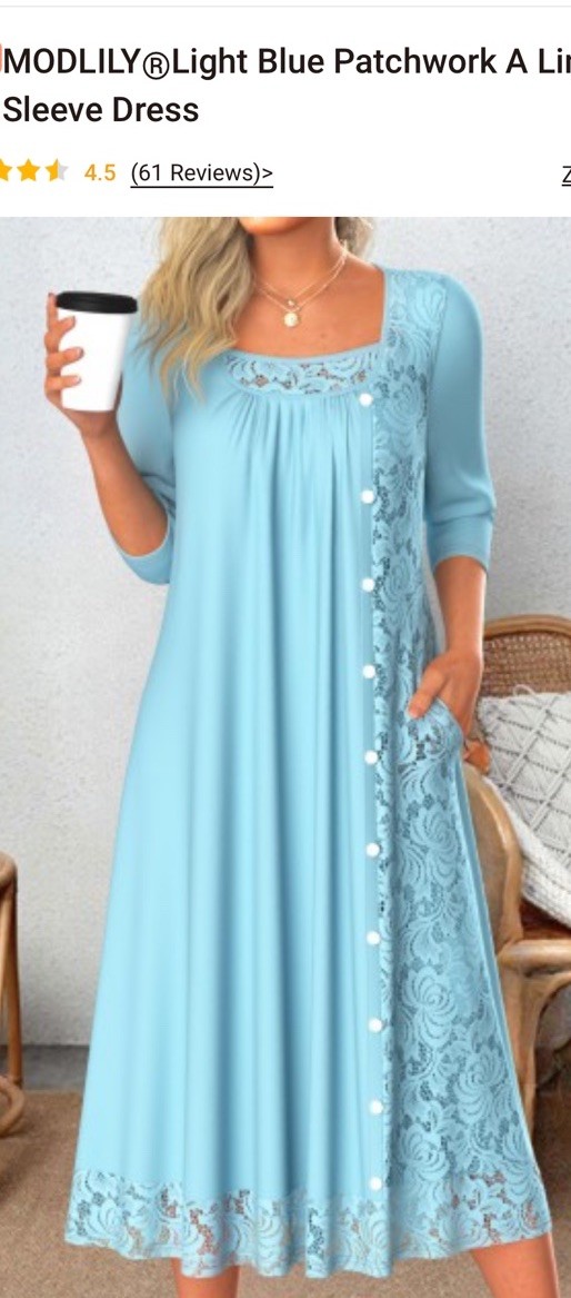 formal modlily dresses MODLILY Light Blue Patchwork A Line 3/4 Sleeve Dress BRAND NEW IN BAG, M  Medium