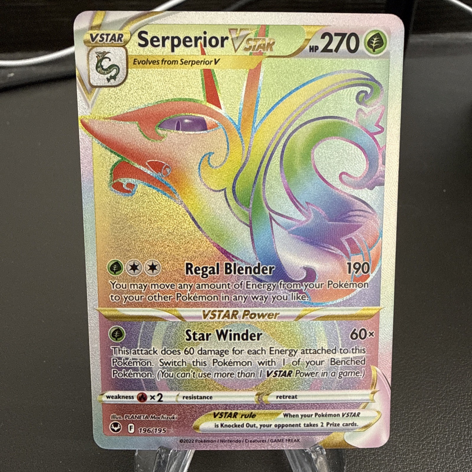 Pokémon Serperior VSTAR 196/195 Secret Rare Full Art 270 HP Holo English