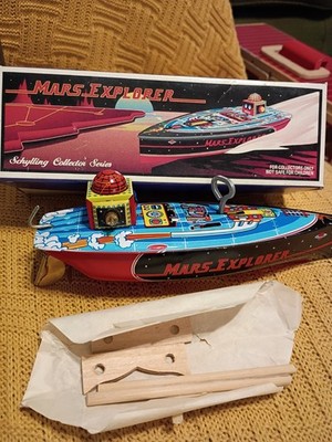 Schylling Collector Series Mars Explorer Speed Boat Wind-Up Vintage Tin