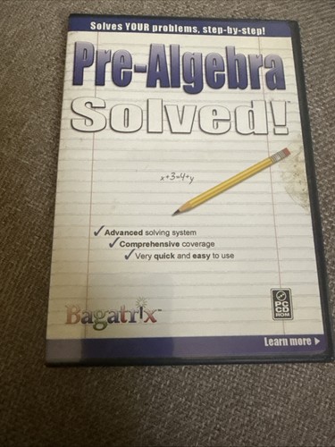Pre-Algebra Solved Bagatrix PC CD-ROM B669