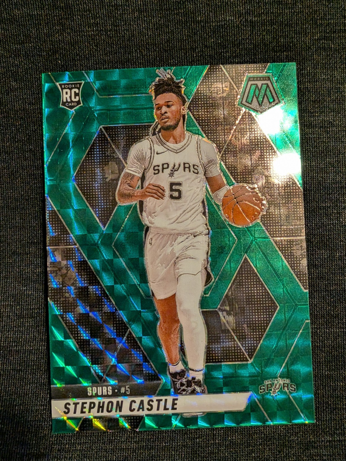 2024-25 Panini Mosaic - Rookies Stephon Castle #236 Green Mosaic Prizm (RC)