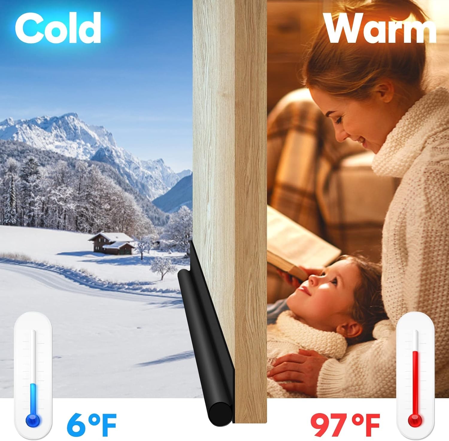 HomeProtect Door Draft Stopper 36 Inch Under Door Blocker Seal Strip Black