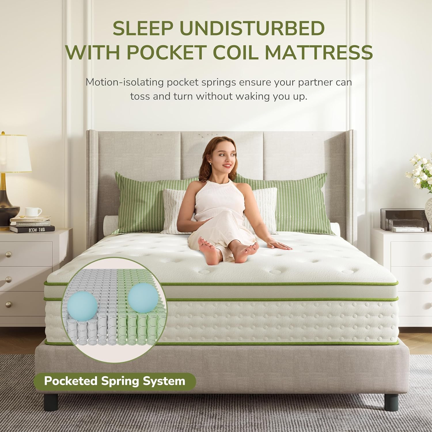 Queen Mattress, 12 Inch Innerspring Queen Size Hybrid Mattress with Individually