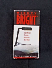 Vintage Mighty Bright Clip-On Book Light Tested Works Well Takes 4 AA Batteries