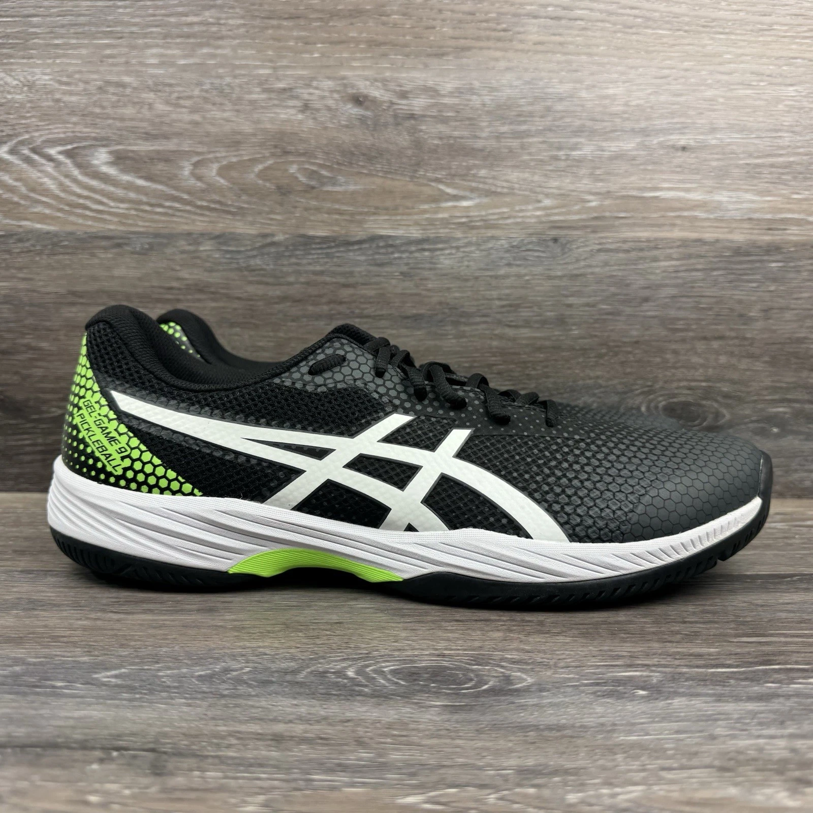 Scarpe Asics Gel Game 9 uomo taglia 11 nero verde stringate nero verde sneakers