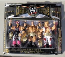 wwe wwf ljn classic superstars bret hart, the rock & shawn michaels figures