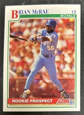 1991 Score Brian McRae Baseball Rookie Prospect Baseball Card 331 Royals OF VG. rookie card picture