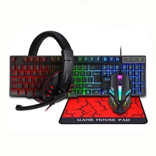 USB Keyboard and Mouse Combos 4 in 1 English Gaming Wired Keyboard Mouse Set wit