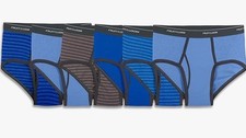Fruit of the Loom Men's Fashion Pattern Briefs Underwear  6 Pack Gray Stripes 