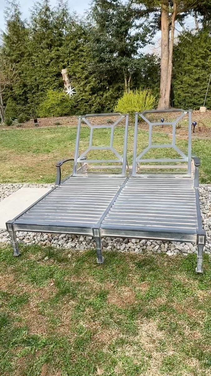 RH Vintage Double Chaise Hollywood Regancy Style Aluminum Patio