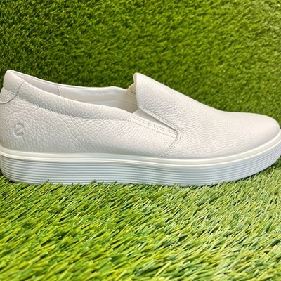 Ecco Soft 60 Mens Size 12 Ivory Casual Classic Leather Slip On Shoes Sneakers