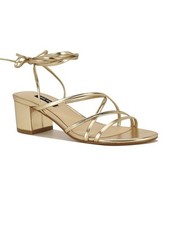 Nine West Women's 5.5M Aloud Strappy Ankle Tie-Up Block Heel Dress Sandals chic
