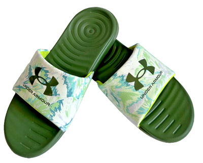 UNDER ARMOUR Ansa 3024436-104 Green Graphic Fixed Strap Slide Sandals Men's 6