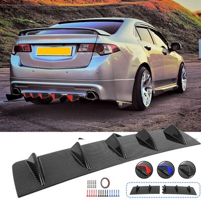 For Acura TL TSX TLX Carbon Rear Bumper Diffuser Splitter Spoiler Lip Shark Fins