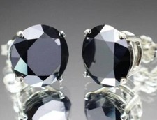 4 Ct Huge Black Diamond Stud Earrings In 925 Sterling Silver AAA Certified !
