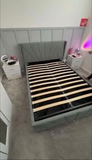 Double Ottoman Storage Bed Frame Grey, Nearly New (No Mattress)