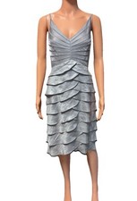 Adrianna Papell Layered Ruffled/Tiered Midi Dress 10 Romantic Old Money Feminine