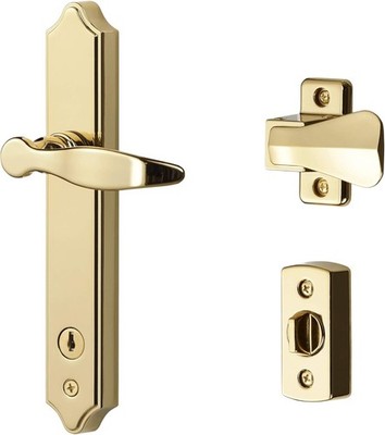 Elegant SK1215BB Storm Door Lever Set with Keyed Deadbolt - Bright Brass Finish
