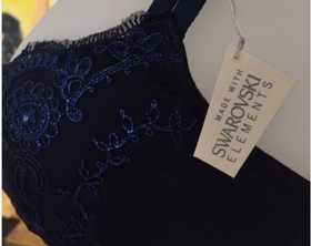 Lise Charmel Navy Blue Bra 32C Underwired Padded Push Up Plunge Sublime Assur