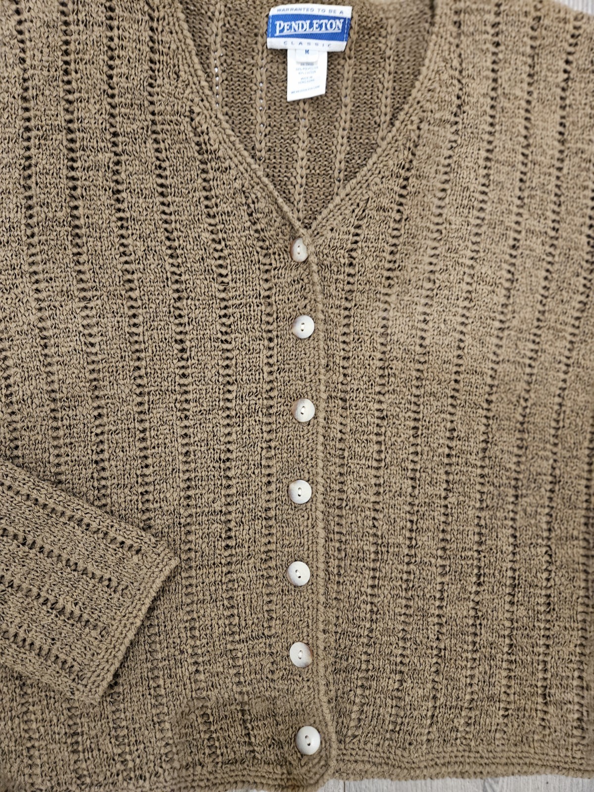 Pendleton Olive Green Crochet Button Down Women's… - image 3