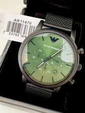 OROLOGIO UOMO Giorgio armani ar11470 luigi chrono quadrante verde cinturino nero