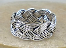 WIDE .925 STERLING SILVER WOVEN BRAIDED BAND RING size 8 style r2757