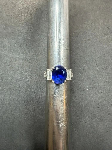 5.2g VTG Sterling Silver 925 Sapphire & CZ Ring Size 6 Jewelry Lot M