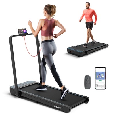 2 in 1 Folding Treadmill Walking Pad w/ Remote & APP Control and LED Display