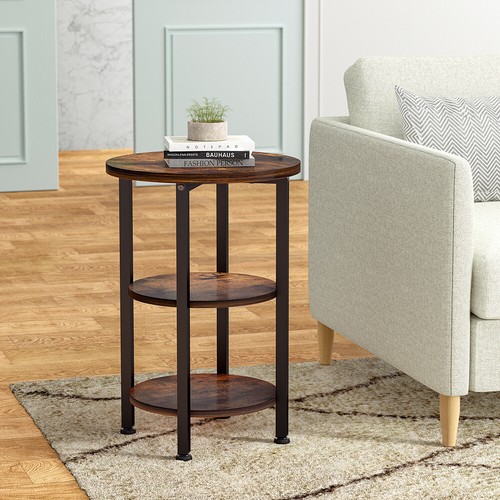 2/3 Tiers Round Bedroom Bedside Cabinet Furniture Storage Nightstand Side Table - Picture 29 of 29