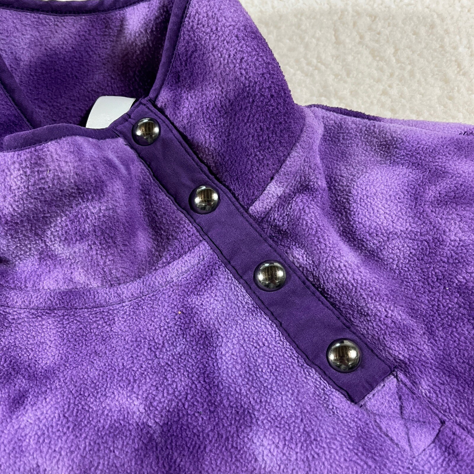 Green Tea Fleece Jacket Womens XL Purple Tye Die Button Opening Zipped