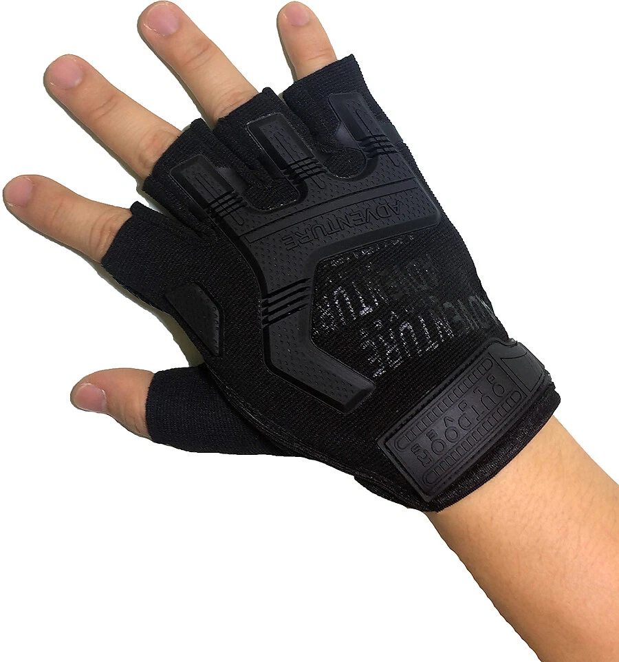 Half Finger Fingerless Gloves Riding Fitness Cycling Biking Hiking Outdoor Black