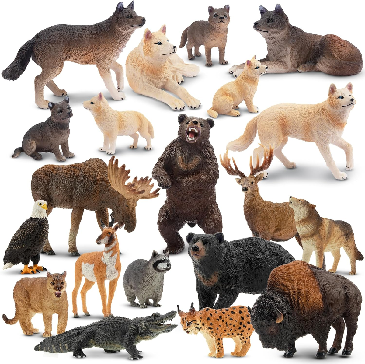 20PCS Realistic Forest Animal Figurines, Plastic Jungle Animal Set