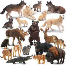 20PCS Realistic Forest Animal Figurines, Plastic Jungle Animal Set Includes Wolf