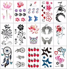 12 sheets lotus flower strawberry temporary tattoo parties skin decor