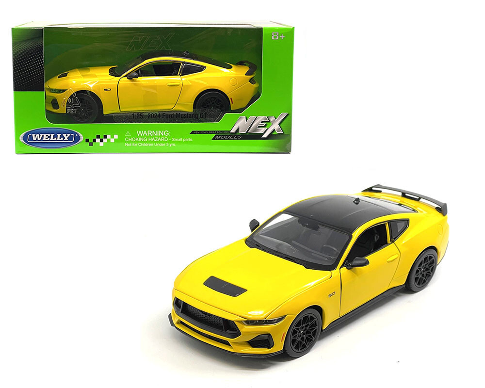 Welly 1:25 2024 Ford Mustang GT Yellow Diecast Model Car