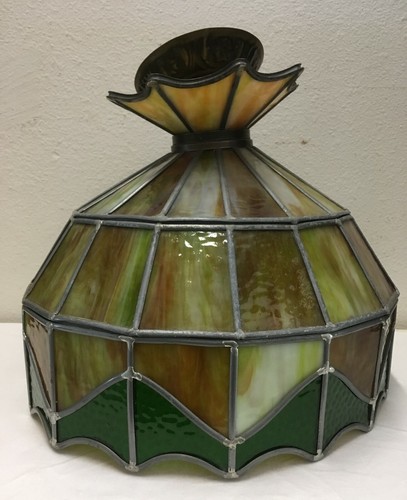 Vintage Slag Glass Stain Glass Lamp 