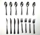 High Quality Silver Looking Disposable Plastic Fork Knife Spoon Cutlery Party