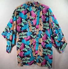 Show Me Your MuMu Open Kimono Top Women 1 Sz Turquoise Petals Artsy Boho Coastal