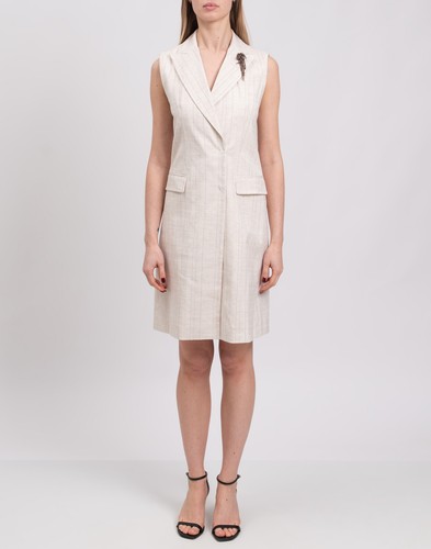 UVP 3093€ BRUNELLO CUCINELLI Blazer Kleid IT36 US0 2XS Leinenmischung Monili Perlen - Bild 3 von 9