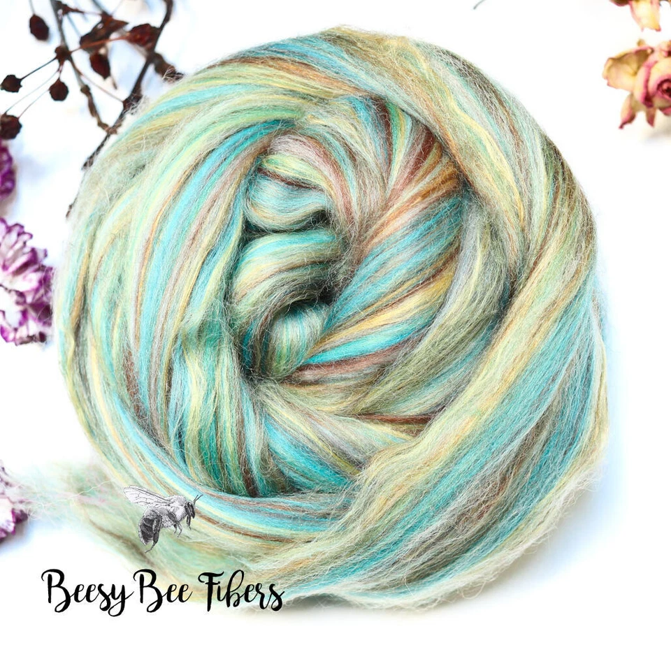SLEEPING BEAUTY - Wool Roving Custom Blend Merino Silk Bamboo Combed Top 4 oz - Image 4 of 4